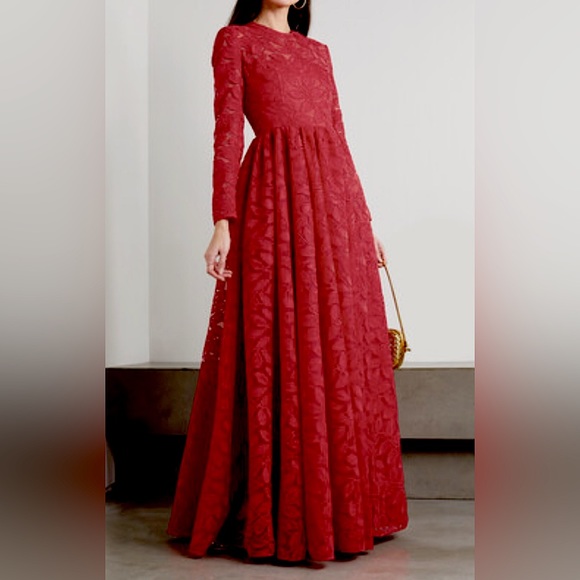 Kabayare Red Lace Formal Dress Long Sleeve Sz S Holiday Christmas Prom Party - Picture 1 of 8